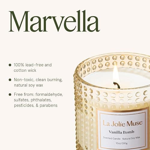 LA JOLIE MUSE Vanilla Bomb Candle –Vanilla, Lemon Zest & Patchouli | 10 oz Natural Soy Wax | 55 Hours Clean Burn | Gift-Ready for Hosts, Gatherings | Elegant Home Décor thumbnail 6