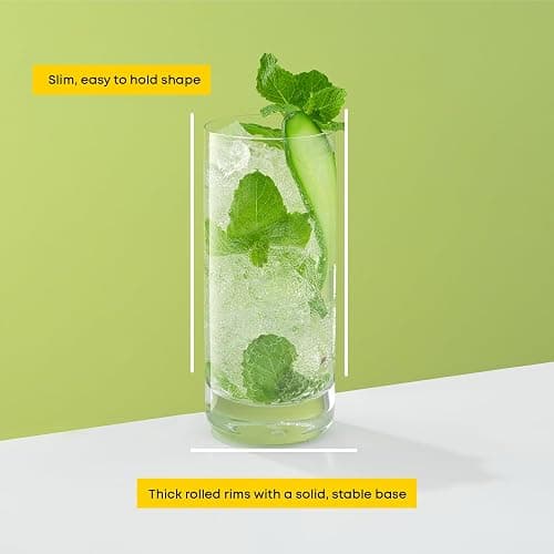 JoyJolt Faye 13oz Highball Glasses, 6pc Tall Glass Sets. Lead-Free Crystal Drinking Glasses. Water Glasses, Mojito Glass Cups, Tom Collins Bar Glassware, and Mixed Drink Cocktail Glass Set thumbnail 6