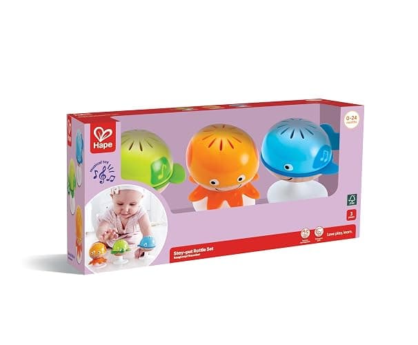 Rattle Set, Hape “Stay-Put” 3 Sea Creatures with Individual Sounds, Teether Details and Suction Pads. 0+ Months thumbnail 10