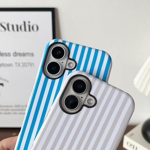 Longlayss Compatible with iPhone 16 Plus Case Cute Aesthetic Striped Phone Case for Women Girl Shockproof Slim TPU and Hard PC Protective Cover (Pink) thumbnail 8