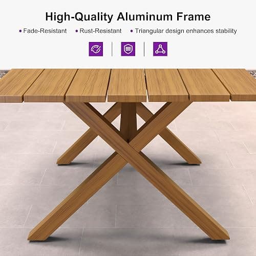 PURPLE LEAF 9 Pieces Patio Dining Set with Outdoor Aluminium Dining Table and Woven Chairs Modern Metal Furniture Cushions Sets for Garden Yard Indoor Decor Kitchen Teak thumbnail 6