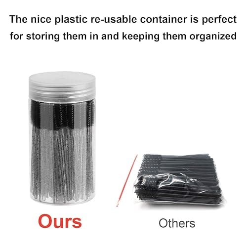 CHEFBEE 100PCS Disposable Eyelash Brush, Mascara Wands Makeup Brushes Applicators Kits for Eyelash Extensions and Eyebrow with Container (Black) thumbnail 4