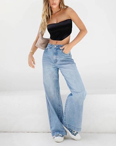 EMMIOL Women's 2025 Wide Leg Jeans Distress Mid Waist Denim Pants Vintage Y2K Trousers thumbnail 2
