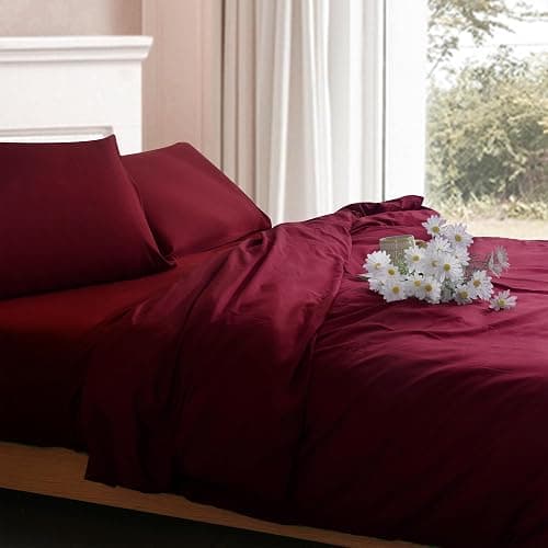 CHARKHAH King Duvet Cover Set Red – Soft Microfibre Duvet Cover with 2 Pillowcases, Plain Reversible Duvet Set with Zipper Closure – Breathable, Easy Care Bedding UK Size 230×220 cm thumbnail 2