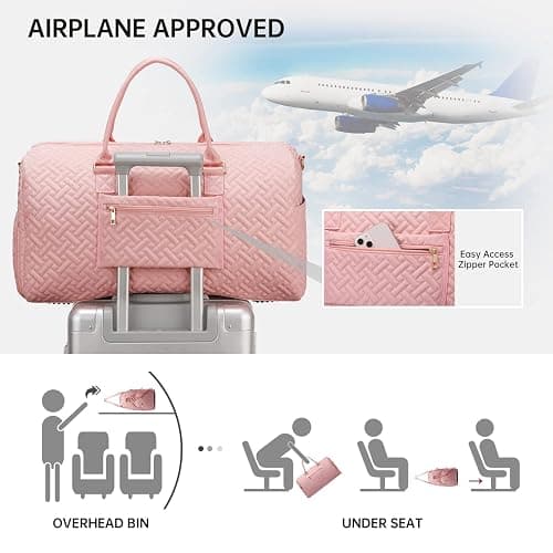 Duffle Bag for Travel, Weekender Bag with Shoe Compartment, Carry On Overnight Bag for Women with Toiletry Bag, Gym Bag with Wet Pocket, Hospital Bags for Labor and Delivery Beige thumbnail 3