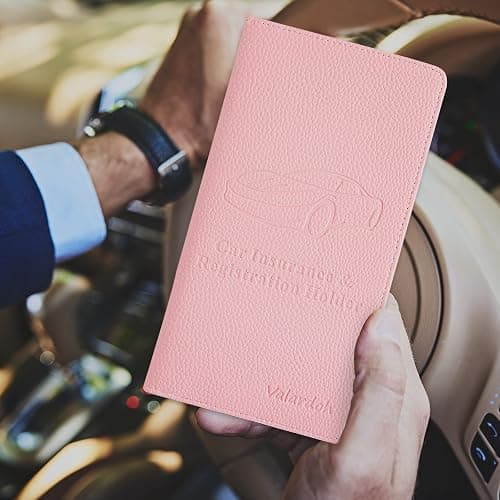 Valardoh Premium Car Registration and Insurance Card Holder, Car Document Holder for Cards, Driver License & other Essential Documents (Pink) - Pink thumbnail 6