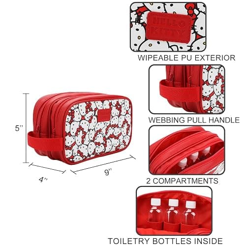 Bioworld Hello Kitty Character Face All-Over Print 9" Dual Compartment Toiletry Kit thumbnail 6