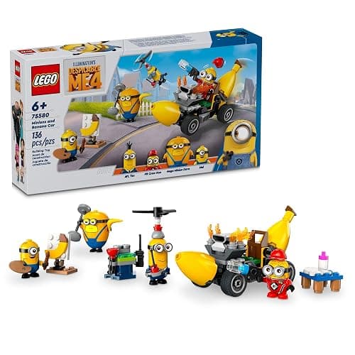 LEGO Despicable Me 4 Minions and Banana Car Toy Gift for Kids, Fun Illumination’s Despicable Me Toy Playset, Creative Building Minions Toy for Boys and Girls Aged 6 and Up, 75580 - Image 1