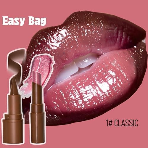 Nourishing Lip Gloss with Brown Lip Liner Lip Combo Sets, Solid Lip Gloss Jelly Lipstick High Shine, Nude Lip Kit with Lip Liner and Gloss for Women, Lightweight Long-Lasting Lipstick Makeup Gift, 01 thumbnail 2