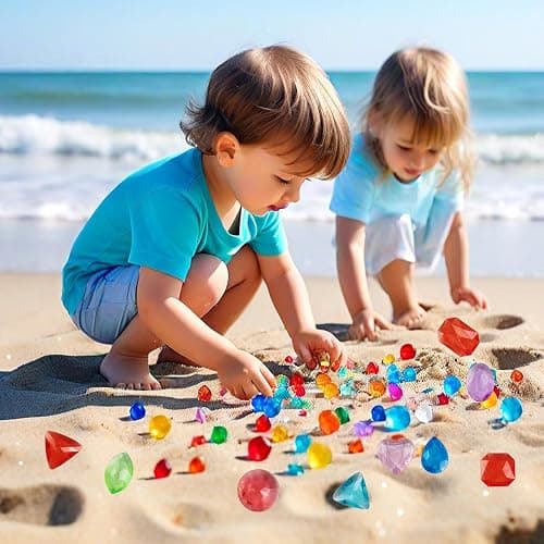 ROYHOO 150PCS Pool Diving Gems Toys, Colorful Crystals Pirate Treasure Jewels Acrylic Gems Plastic Diamonds Gemstones for Vase Filler Summer Beach Toys Home Decor Party Favors thumbnail 5