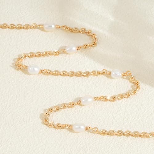 Fettero Choker Necklace for Women 14K Gold Plated Dainty Gold Choker Necklace Simple Paperclip Thin Chain Pearl Necklaces for Women Stack Jewelry Gift thumbnail 5