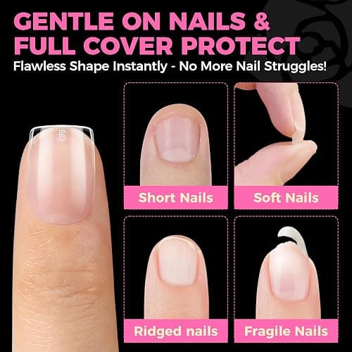 UNA GELLA Square Nail Tips Extra Short 504pcs Fake Nails Pre-shaped | XS Short Square Press on Nails Gel Tips Full Cover Acrylic Nails False Nails for DIY Salon 12 Sizes thumbnail 7