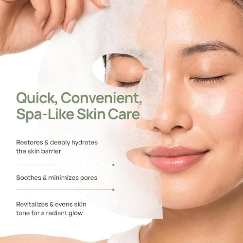 PLANTIFIQUE Korean Face Mask Skincare - Hydrating, Calming, Firming, 5 Pack | Variety Pack Sheet Masks, with Hyaluronic Acid - Aloe Vera, Peach, Coconut, Centella, Collagen & Coenzyme Q10 - Masque Visage thumbnail 2
