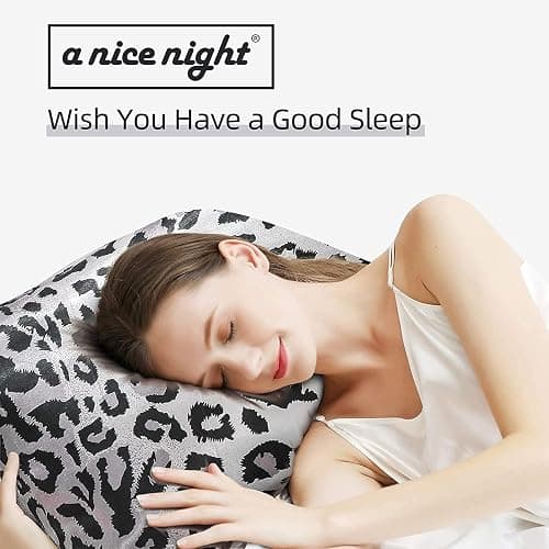 A Nice Night Leopard Printed，Silver Grey Satin Silky Soft Quilt Sexy Luxury Super Soft Microfiber Comforter Quilt Bedding 5PCS Comforter Set, Light Weighted (Silver, Queen(88-by-88-inches)) thumbnail 6