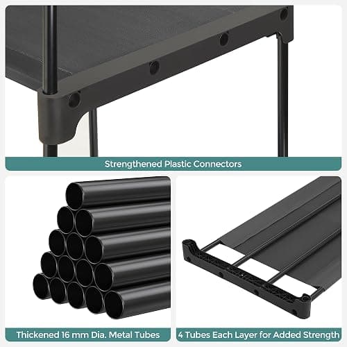 SONGMICS Portable Closet, Freestanding Closet Organizer, Clothes Rack with Shelves, Hanging Rods, Storage Organizer, for Cloakroom, Bedroom, 44.1 x 16.9 x 65 Inches, Black URYG24BK thumbnail 8