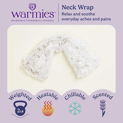 warmies Microwavable Neck & Shoulder Wrap - Heating & Cooling Plush Pad for Calming Relaxation - Weighted & Heated Neck Warmer with Scented Lavender - Microwave Heat Pad for Aches & Pain – Brown thumbnail 2