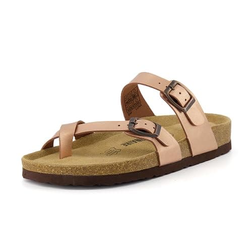 CUSHIONAIRE Luna Sandals for Women, Cork Footbed Womens Sandals for Summer Comfort with Adjustable Straps, Wide Width Available thumbnail 9