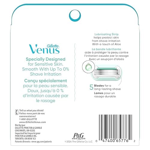Gillette Venus Extra Smooth Sensitive Womens Razor Blade Refills, 6 Count, Designed for Women with Sensitive Skin, Holiday Gifts for Women thumbnail 9