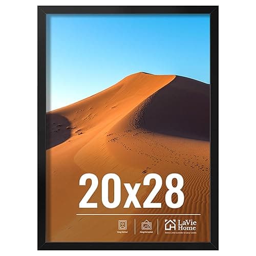 LaVie Home 20x28 Picture Frame for Wall Display, 20x28 Black Picture Frame with HD Plexiglas, 20 x 28 Poster Frame 1 Pack, Display Frame for Vertical or Horizontal, Classic Collection - 20x28 - Black