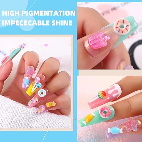 3D Mix Assorted Color Acrylic Multi Cute Nail Art Charms Hollow Candy Jewelry Supplies for Nail Art Design DIY Crafts Accessories (Macaron Candy) thumbnail 5