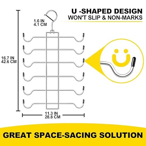CLODSPAC Closet Organizers and Storage, 6 Tier Tank Top Hanger, Dorm Room Essentials, Non-Slip Bra Hangers Space Saving, Organization for Camisoles Sports Bras Strappy Dress Swimsuits Ties, 3 Pack thumbnail 2