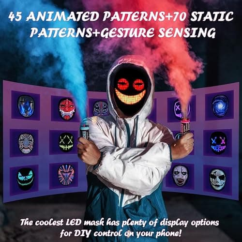 Depointer Life Led Mask with Rechargeable Bluetooth-compatible App Controlled, Customizable Shining Mask, Lighted Face Transforming Mask, unisex-Adult - Rechargeable thumbnail 4