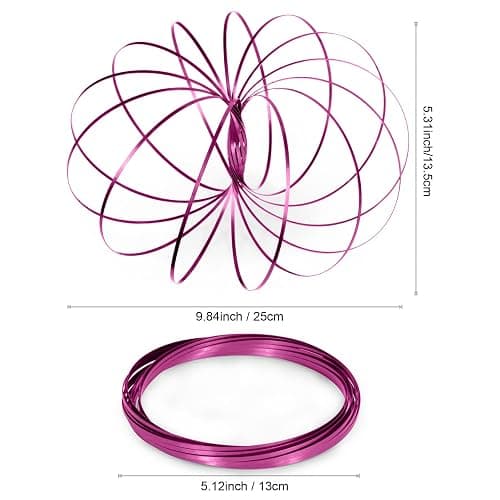 YOFOBU 6 Pack Rose Pink Flow Spinner Ring, Magic Spring Arm Flow Sculpture, Colored Kinetic Interactive Stress Relief Rings, Festival Accessories thumbnail 3