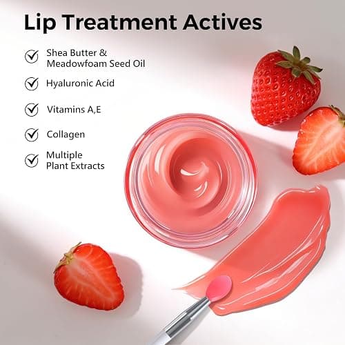 GarGrove Strawberry Lip Sleeping Mask with Collagen, Lip Butter Balm with Hyaluronic Acid & Vitamins A,E for Deep Hydration, Lip Moisturizer with Shea Butter & Meadowfoam Seed Oil for Dry Cracked Lips thumbnail 2