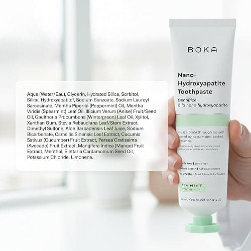 Boka Fluoride Free Toothpaste, Nano Hydroxyapatite Toothpaste, Appropriate for Sensitive Teeth - for Adult, Kids Oral Care - Ela Mint Flavor, 4 Fl Oz 3Pk US Manufactured thumbnail 4