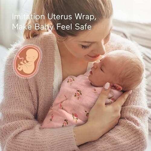 Momcozy Muslin Swaddle Blanket Baby Girl Newborn, 4 Pack Large Wrap Swaddle Blankets Soft Silky Breathable (70% Bamboo + 30% Cotton), Receiving Blanket, Floral Design thumbnail 7