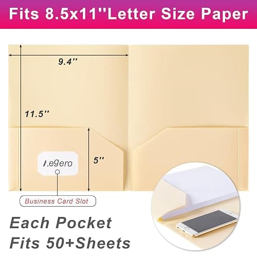 Aegero Plastic Folders with Pockets (7 Pack, Sweet Colors), Durable Heavy Duty File Folders with Business Card Slot, 2-Pocket Folder for Schoolwork & Office,Letter Size thumbnail 2