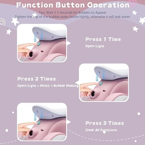 JoyRydz 6V Electric Baby Balance Bike with Bubble Machine,4 in 1 Toddler Balance Bike w/Remote Control for 1 Year Old Boys Girls Kids Bubble Bike Ride on Toys w/Powered Motor,Music,LED Lights (Pink) thumbnail 6