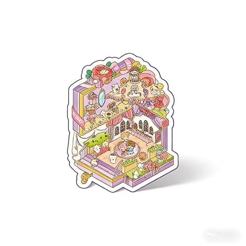 1Pc 3D Scene Sticker Book, Miniature Landscape & House Decorative Stickers, 8 Large Scenes DIY Craft Sticker Set, Melody Town 8.0 thumbnail 3