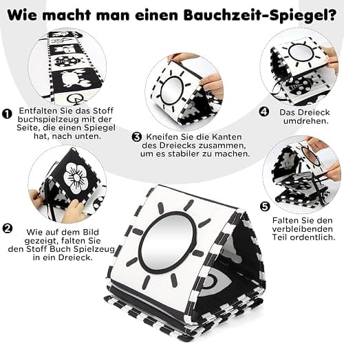 URMYWO Black & White Babybuch Kontrastbuch Baby-Bilderbuch-Stoffbücher- Kontrast Baby Spielzeug 0 3 6 9 12 Monate, Schwarz Weiss kontrastkarten Baby, Neugeboren Babygeschenk thumbnail 6