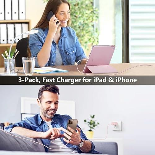 Phone 17 16 15 Charger Fast Charging, 10 FT Long USB C Charger Cord with 20W Type C Fast Phone Charging Block forPhone 17/17 Pro/17 Pro max/Air/Phone 16 15 Pro Max Plus, iPad, Android,Pink thumbnail 5