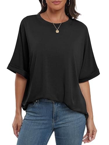 ANRABESS Womens Tops Summer Short Sleeve Oversized T Shirts 2026 | Crewneck Casual Loose Basic Tee Shirt, Business Casual Work Outfits, Travel Daily Wear, ALL-Seasons Clothes thumbnail 5