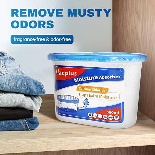 Vacplus Moisture Absorber, 10.5 OZ, Strong Absorption, Fragrance Free | Closet, Bathroom, Car, Odor Eliminator, Dehumidifier Bucket, 6 Pack thumbnail 5