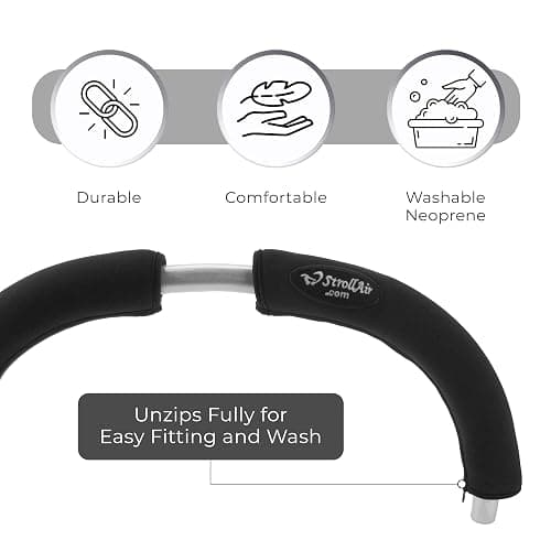 StrollAir - Universal Handle Sleeve Cover for Stroller Grip Bar - Comfortable, Ergonomic, Luxurious, Durable, Easily Washable (12 Inches) - 12 Inches thumbnail 5