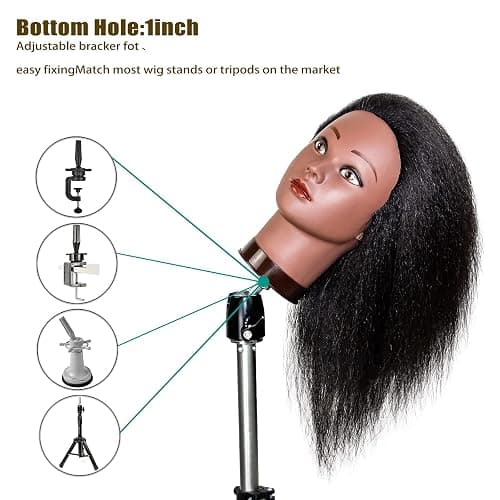 MILLYSHINE Mannequin Head With Human Hair,16",Braiding Styling Doll Head,Beauty School Manikin Head,Curling Dyeing Hairdresser Practice Training Head thumbnail 5
