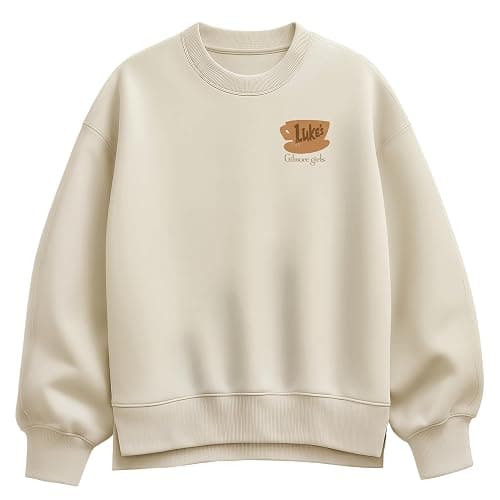 HYBRID APPAREL Gilmore Girls - Lukes Coffee In An IV - Ladies Oversized Fleece Crew Sweatshirt thumbnail 2