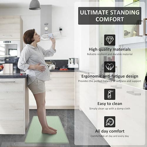 AUTODECO Kitchen Mats and Rugs Set of 2 - Cushioned Anti-Fatigue Kitchen Rug for Floor Washable 17"x29" +17"x59", Light Green thumbnail 7