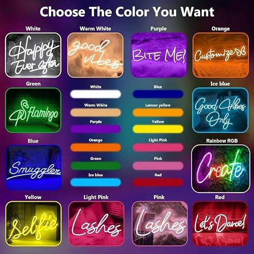 Insegna al Neon LED Neon Personalizzabile Scritte led Decorazione Parete Scritta Luminosa Personalizzata per Feste Compleanno Matrimoni Negozi Bar Luce Notturna(25-152 cm) thumbnail 8