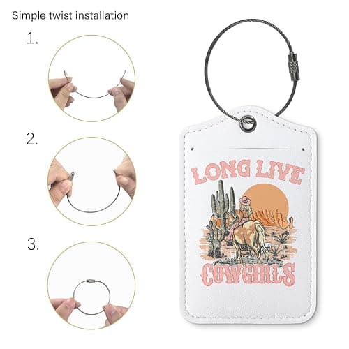 ZFQ Cowgirl Luggage Tags for Suitcases,Western Luggage Tag,Trendy 2 Pack Luggage Tags for Travel,Teen Girls Gifts Suitcase Tags,Long Live Cowgirls thumbnail 3