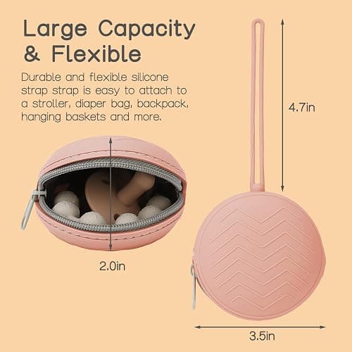 Nupoopy 2 Pack Silicone Pacifier Holder Case, BPA-Free Silicone Newborn Pacifier Pouches for Baby Boys & Girls, Portable Silicone Pacifier Container Case (Light Grey/Tradewinds) thumbnail 2