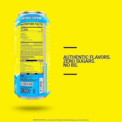 GHOST Energy Drink - 12-Pack, Sour Patch Kids Blue Raspberry, 16oz - Energy & Focus & No Artificial Colors - 200mg Natural Caffeine, L-Carnitine & Taurine - Gluten-Free & Vegan thumbnail 2