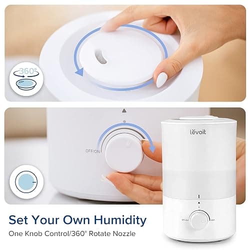 LEVOIT - Humidifiers for Bedroom - Quiet (3L Water Tank) - Cool Mist/Top Fill/Essential Oil Diffuser/25Watt - Home/Large Room - 360° Nozzle - Rapid Ultrasonic Humidification for Baby Nursery/Plant thumbnail 8