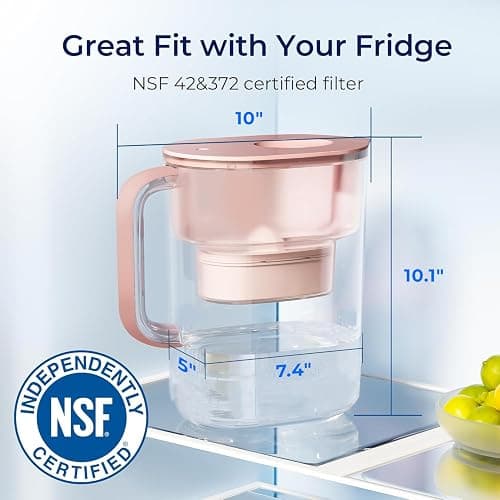 Waterdrop PT-07R Water Filter Pitcher, 10-Cup, NSF Certified, 200-Gallon Long-Life Filter, Improves Coffee & Tea Taste, Reduces PFOA/PFOS and Chlorine, 5X Longer Filter Life, Pink thumbnail 2