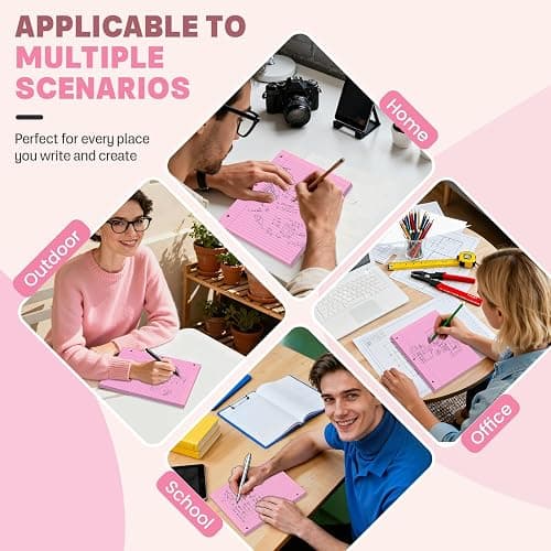 Pink Loose Leaf Paper 8 x 10.5, 120 Sheets Lined Paper College Ruled Paper | 3 Hole Punched Notebook Paper College Ruled, 3 Ring Binder Paper 8 x 10.5, Filler Paper College Ruled for Office, School thumbnail 7