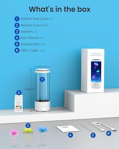 Eyesound Jellyfish Lamp Bluetooth Speaker with White Noise – 7 Color Changing Jelly Fish Tank Aquarium Light, 4 Lighting Modes for Relax & Sleep, Home Office Bedroom Decor, Gift for Kids Teens Adults thumbnail 9