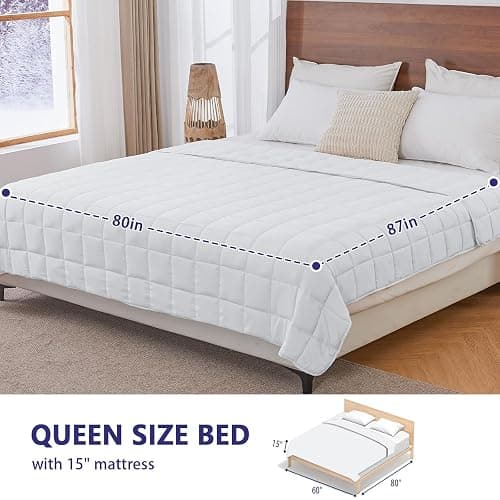 King Size Weighted Blanket for Adults (25 lbs, 80” x 87”, White) Cooling Heavy Blanket for Sleeping Perfect for 240-260 lbs, Breathable Blanket for Adults & Couple All Season, Machine Washable thumbnail 3